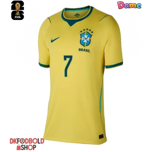 Brasilien Vinicius Junior #7 Hjemmebanetrøje Dame VM 2026 Kort ærmer